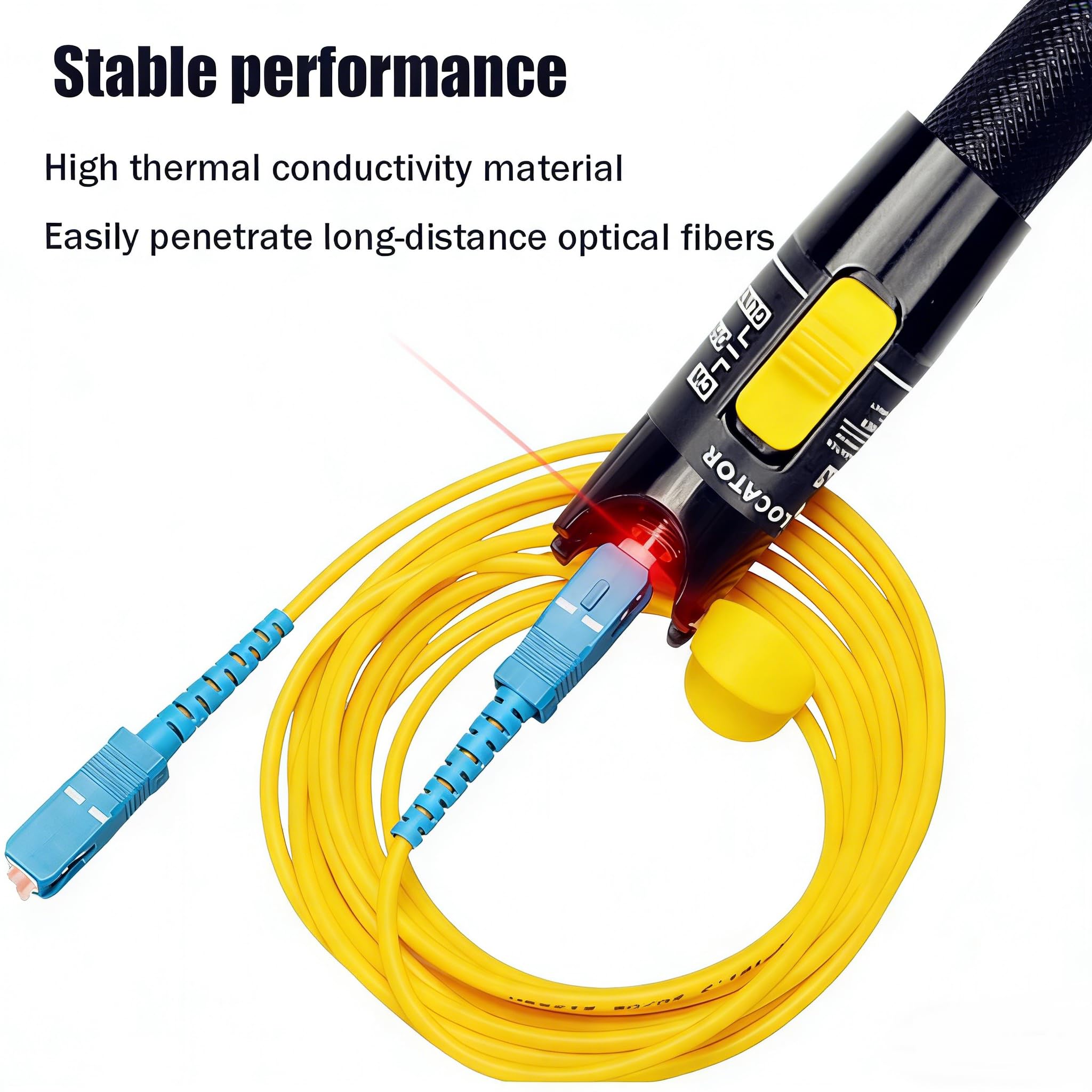 Localizador Visual de Fallos 100mW para Fibra Óptica, Probador de Cable de Fibra Óptica con Adaptador de FC-LC y SC-LC, Kit de Prueba para Redes LC/FC/SC/ST