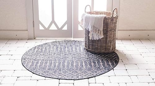 Vista 179 de Unique Loom Alfombra Colección enrejado Marroquí Celosía Transicional Interior y Exterior, Polipropileno Gris carbón/natural