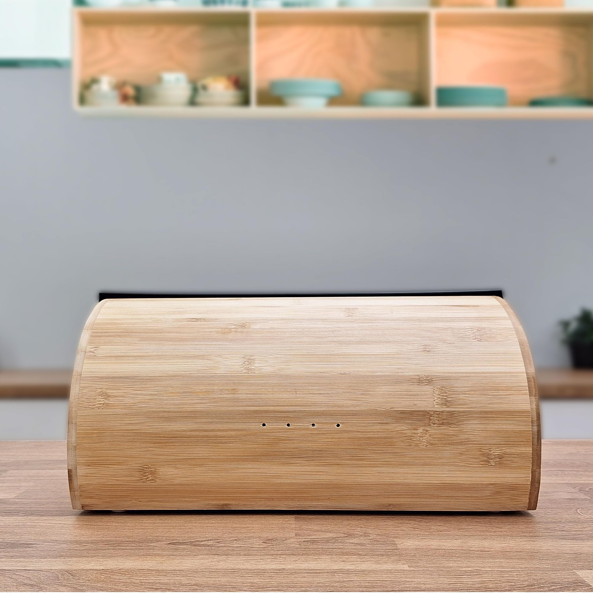 briebe Nordic Boîte à Pain en Bois de Bambou, Couvercle Coulissant pour Conserver le Painen, Bread Box pour le Rangement des Viennoiseries, Design Nordique Moderne, Noir