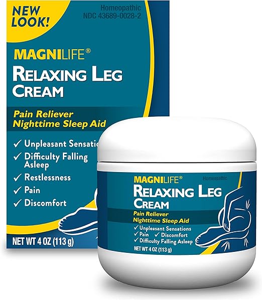 MagniLife Relaxing Leg Cream, Deep Penetrating Topical for Pain and Restless Leg Syndrome Relief, Naturally Soothe Cramping, Discomfort, and Tossing with Lavender and Magnesium - 4oz