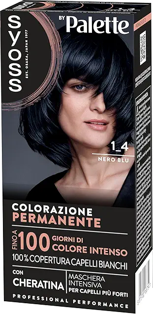 Syoss by Palette Tinta Capelli Nero Blu - Colorazione Permanente con Cheratina