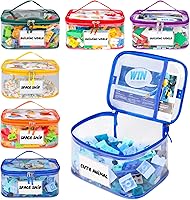 Tesuko 6-Pack Clear Waterproof Lego Storage Bags with Name Tags & Manual Pockets - Large Capacity Toy Organizers for Bricks, Puzzles, Games