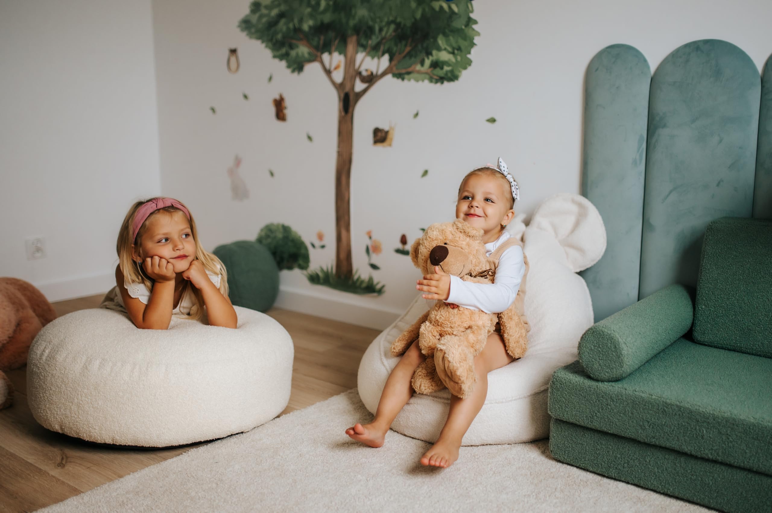 Gutekissen Pouf Enfant Avec Oreilles De Lapin, Doux, Sûr Et Confortable Pour Chambre Montessori (Vert, 75x70x90cm) - Maison