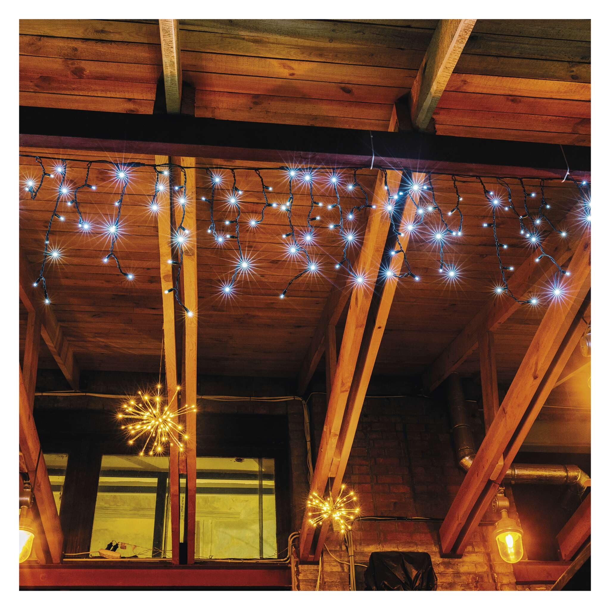 EMOS Connect System 3 m ijsregen lichtketting professioneel, kerstlichtketting 50 LED's, uitbreidingsdeel C (zonder aansluitkabel en adapter), IP44 voor binnen en buiten, 2-kleurige lichteffecten, wit