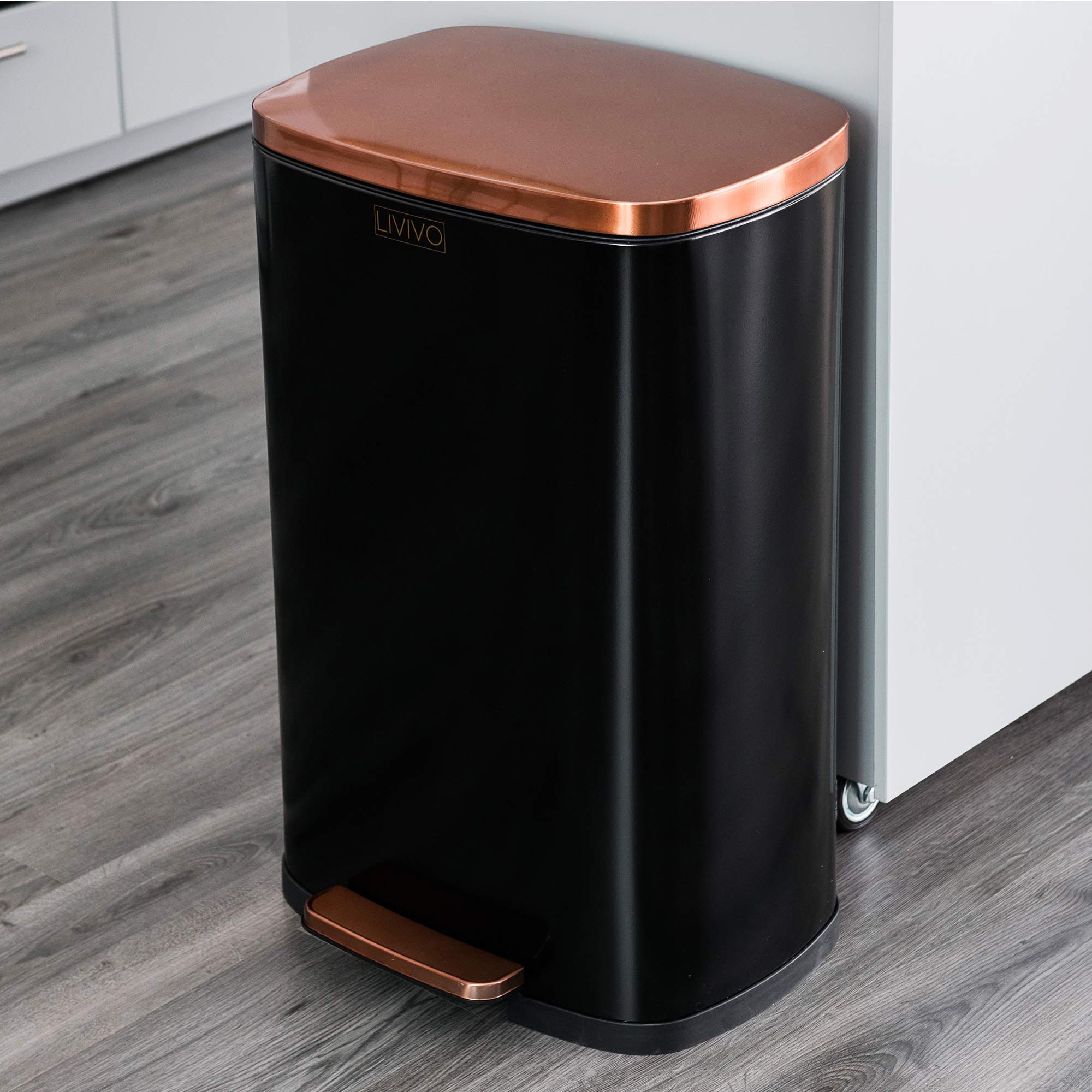 LIVIVO Stylish 50L Litre Stainless Steel Recycling Bin Pedal Waste ...