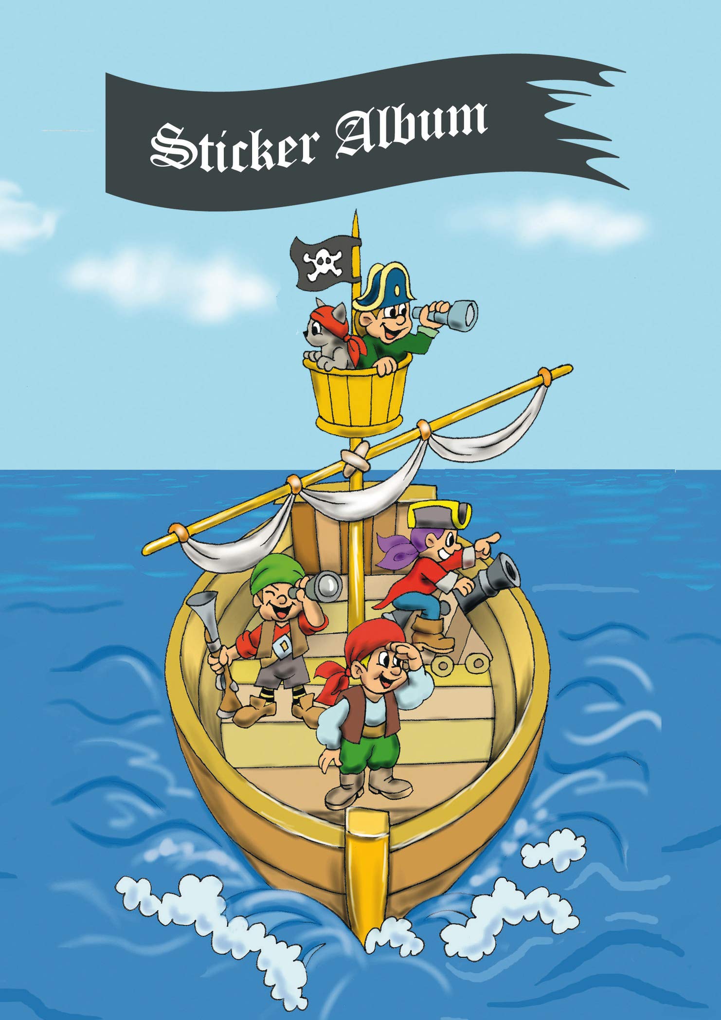 HERMA Pirate Adventure Sticker Book A5 Blank (16 Pages, Coated Special Paper) for Scrapbooking, Sticker Album for Kids 15417