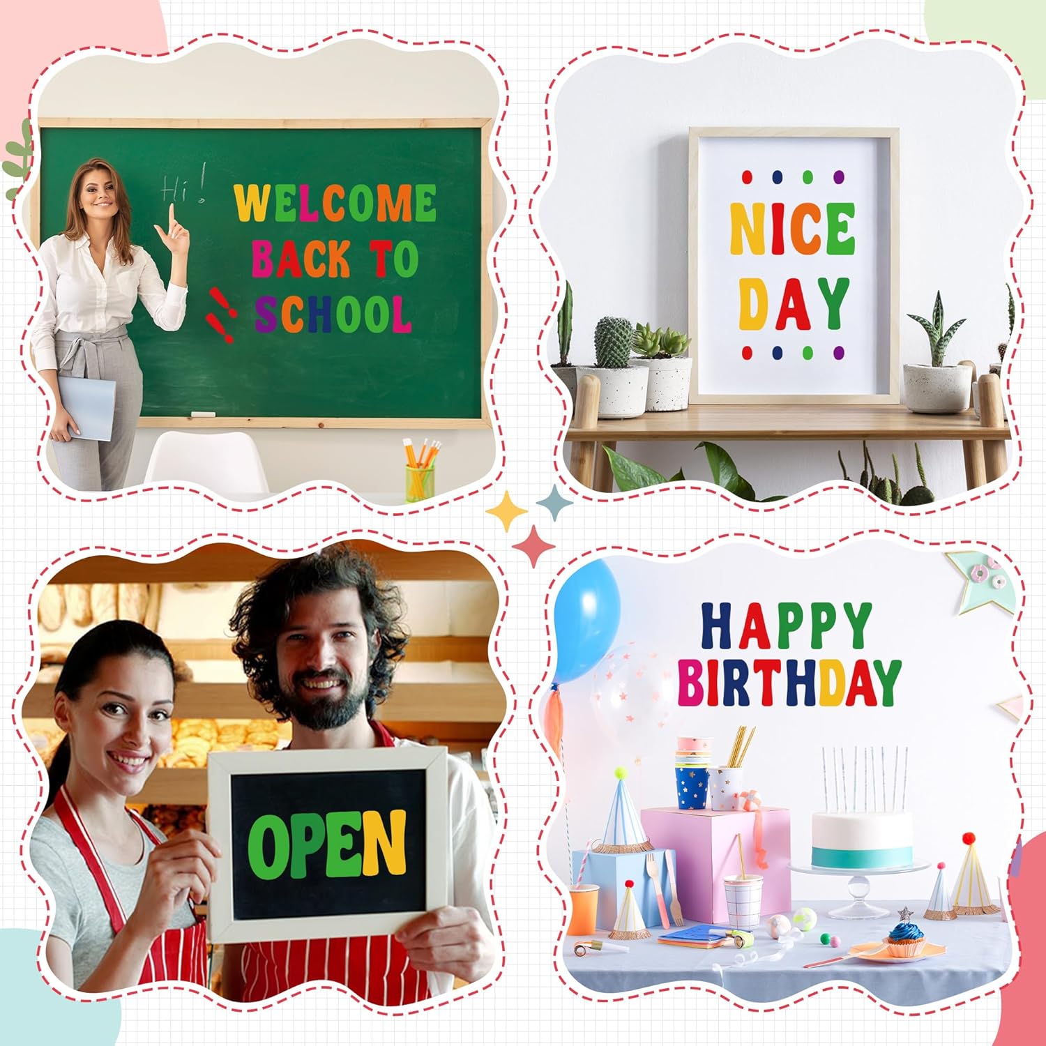 250 PCS Bulletin Board Letters 20 Sheets Letter Stickers Large Alphabet Stickers Vinyl Self-Adhesive Letters for Poster Board Mailbox Number Classroom Display Home School Decor (Colorful,3 Inch)