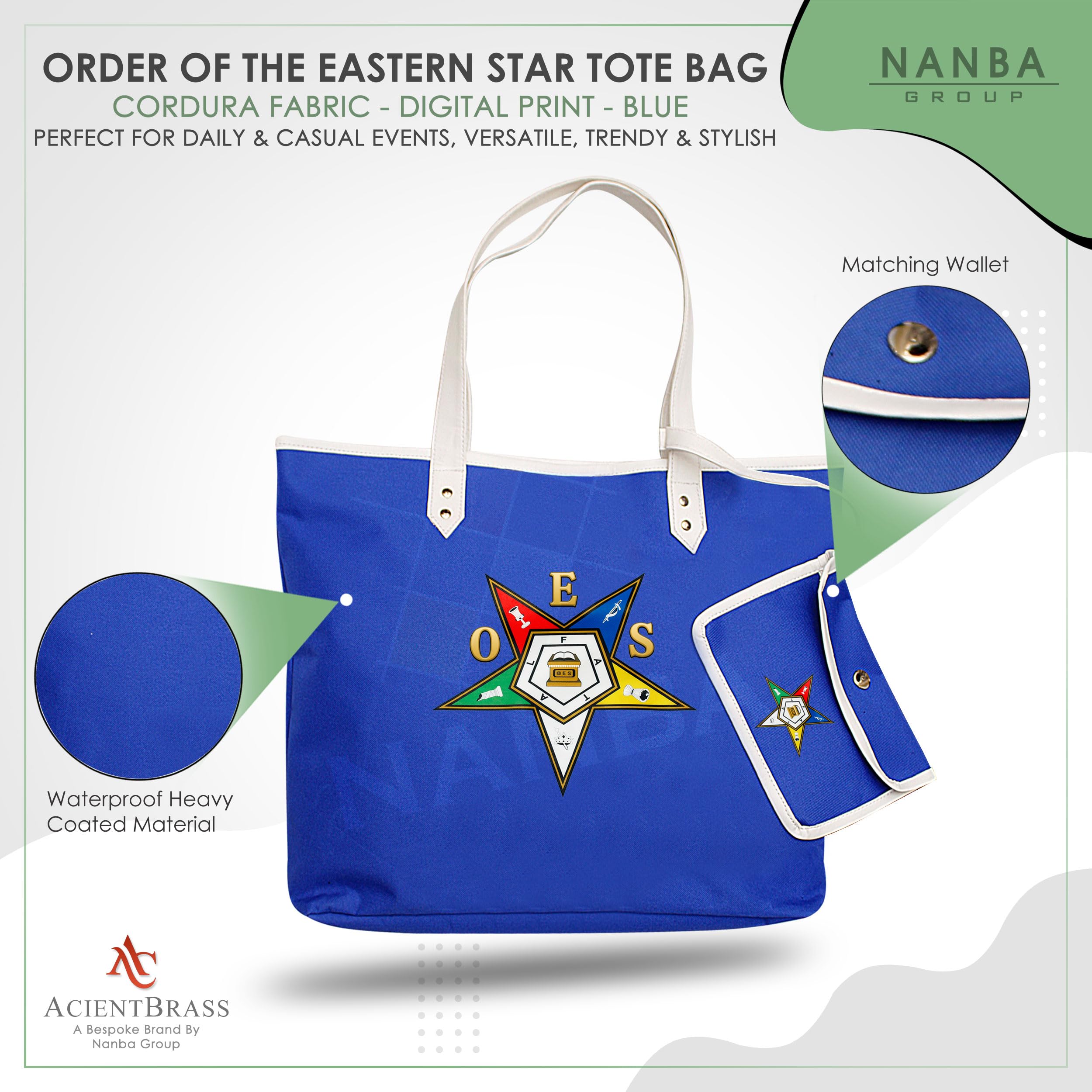Order of the Eastern Star Tote Bag with OES Letters