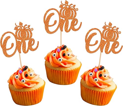 Miniatura 154 de Paquete de 24 adornos para cupcakes de calabaza con purpurina para cupcakes de calabaza para Acción de Gracias, baby shower, decoración de cupcakes