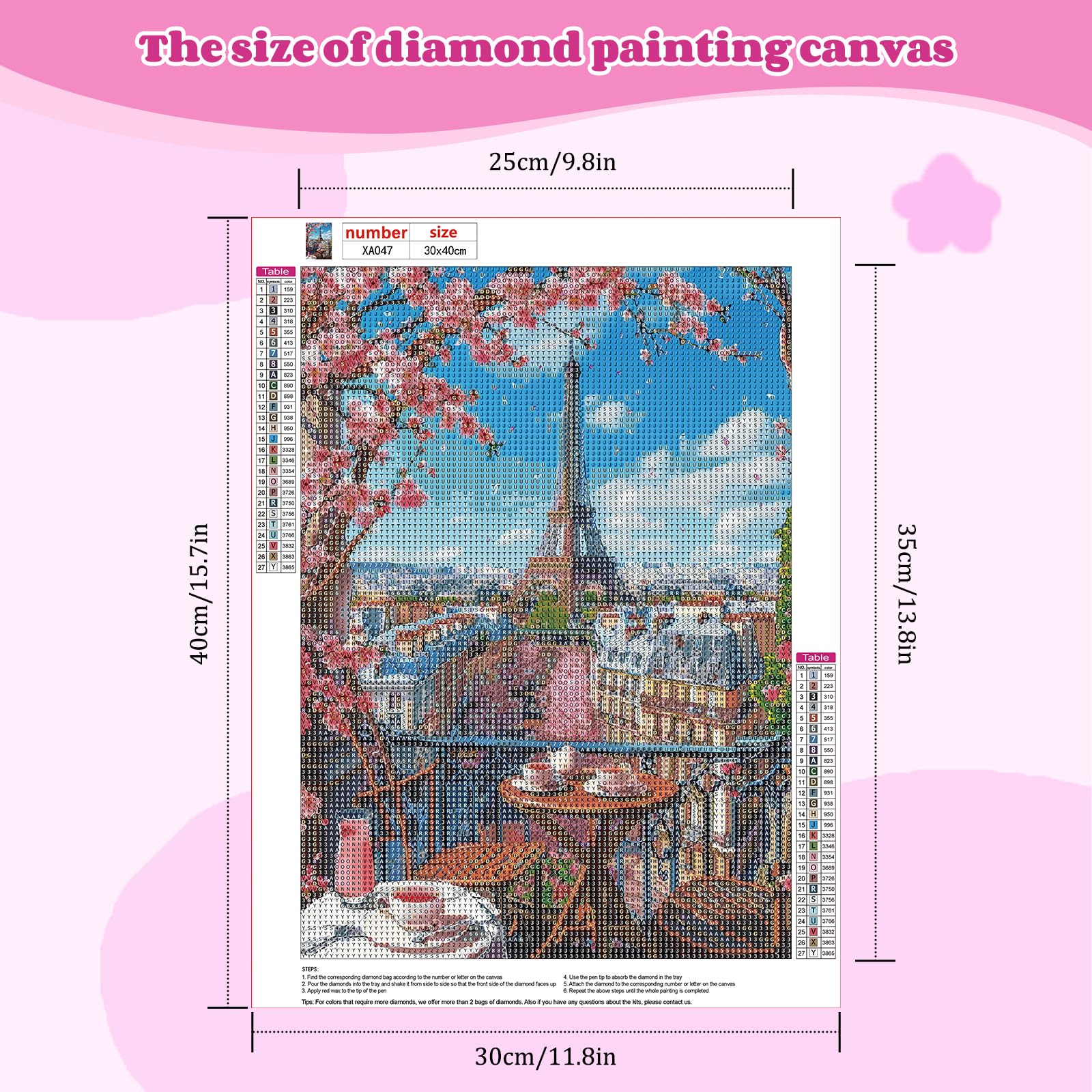 NEWENMO 5D Eiffel Tower Diamond Painting Kits for Adults,Cherry Blossoms Diamond Art Kit,DIY Full Drill Crystal Embroidery Gifts,Urban Landscape Diamond Art Craft,for Home Decoration - Image 2