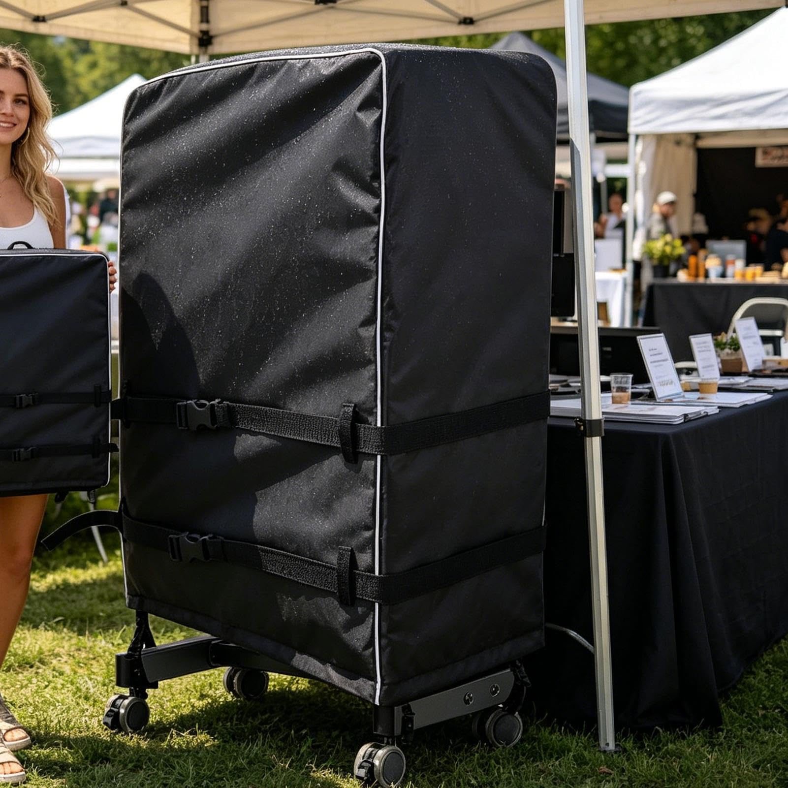 Przenośny na Telewizor na Zewnątrz Odblaskowa Tkanina Przeciwkurzuowa | Wiatroszczelny Dwuzapięciowy Pas Taśmowy Zewnętrzny do TV Do Ogrodu, Tarasu, Sali Konferencyjnej, Klasy