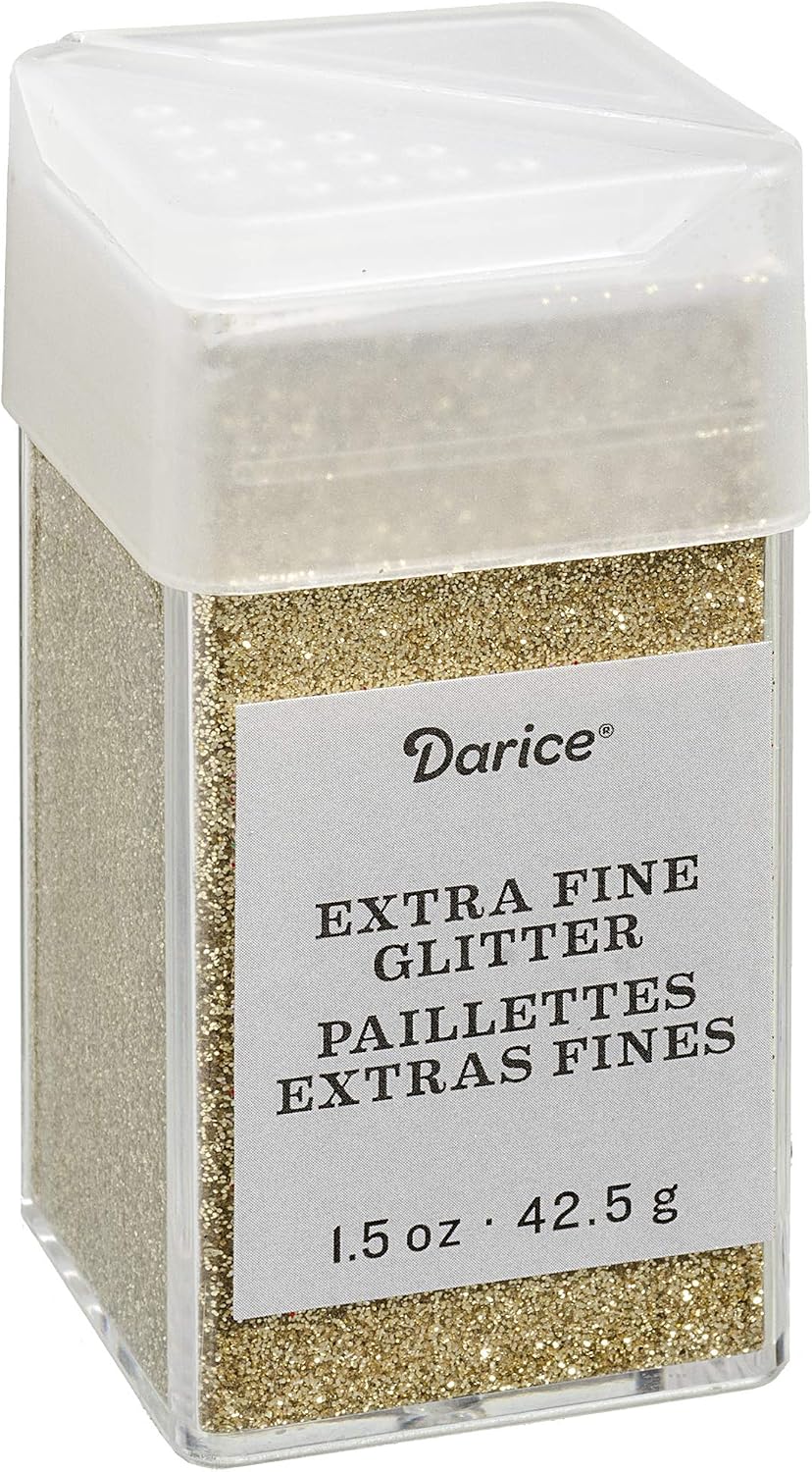Gold Extra Fine Glitter 1.5 Ounces Canister w/Pour or Shake Lid