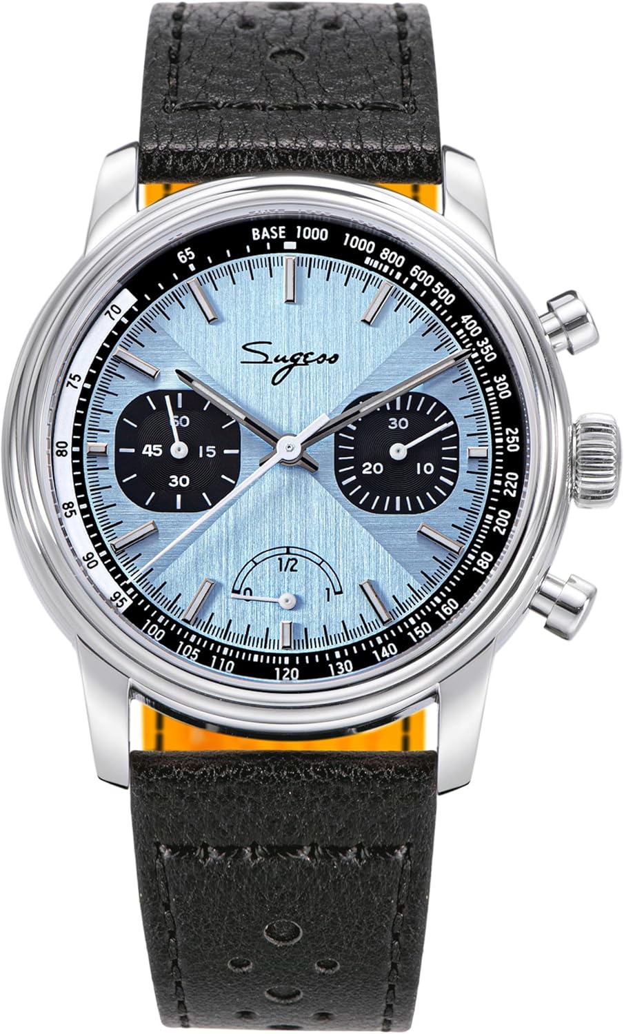 Chrono Hertiage S438.03.Y Black Racing Leather ST1906 Mechanical Chronograph Mens Wrist Pilot Watch Seagull 1963
