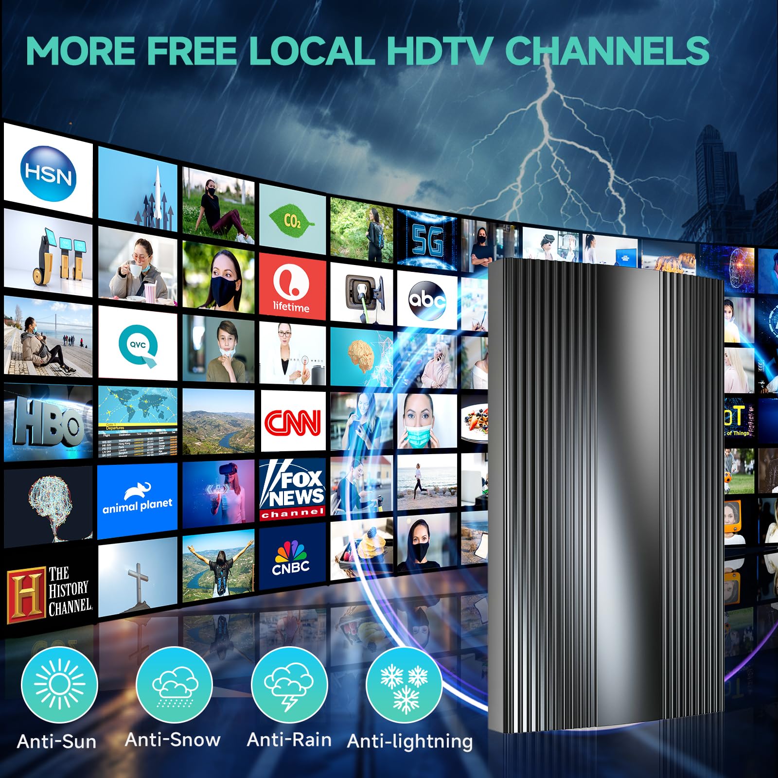 Antenna TV aggiornata 2026 per interni, portata fino a 5000 miglia, amplificatore di segnale e cavo coassiale da 11,6 m