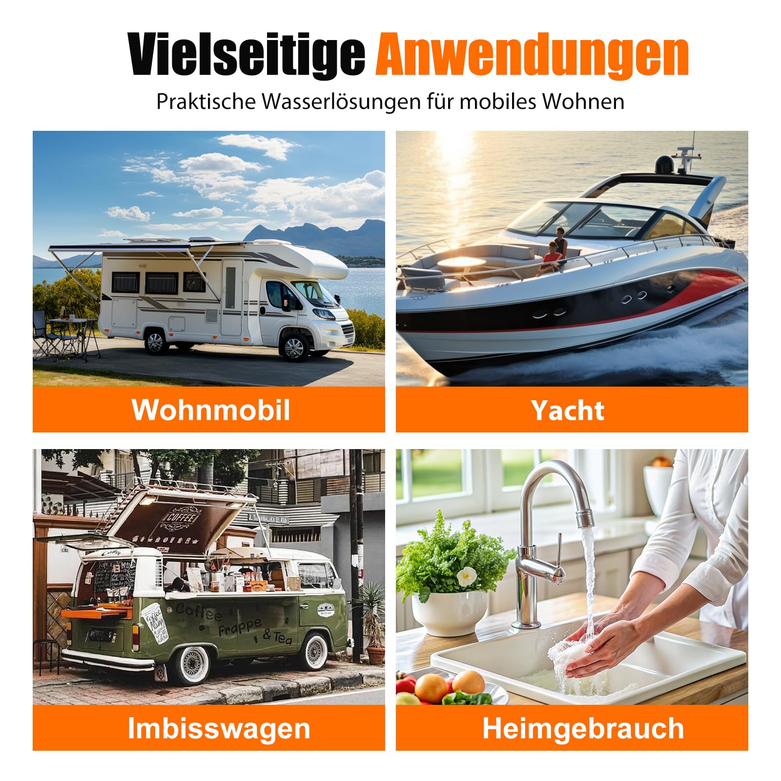 12-V-Membranpumpe, RV-Wasserpumpe, 5,0 GPM / 18,93 L/min, 70 PSI Wasserpumpe selbstansaugend mit Druckschalter, 1/2 Zoll MNPT-Anschluss, für Wohnmobil, Yacht, Imbisswagen, Camper, Marine