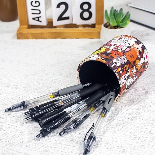 Miniatura 4 de FowardDecor - Soporte redondo para lápices, de piel sintética, organizador de bolígrafos, suministros de almacenamiento, caja de bolígrafos, lindo