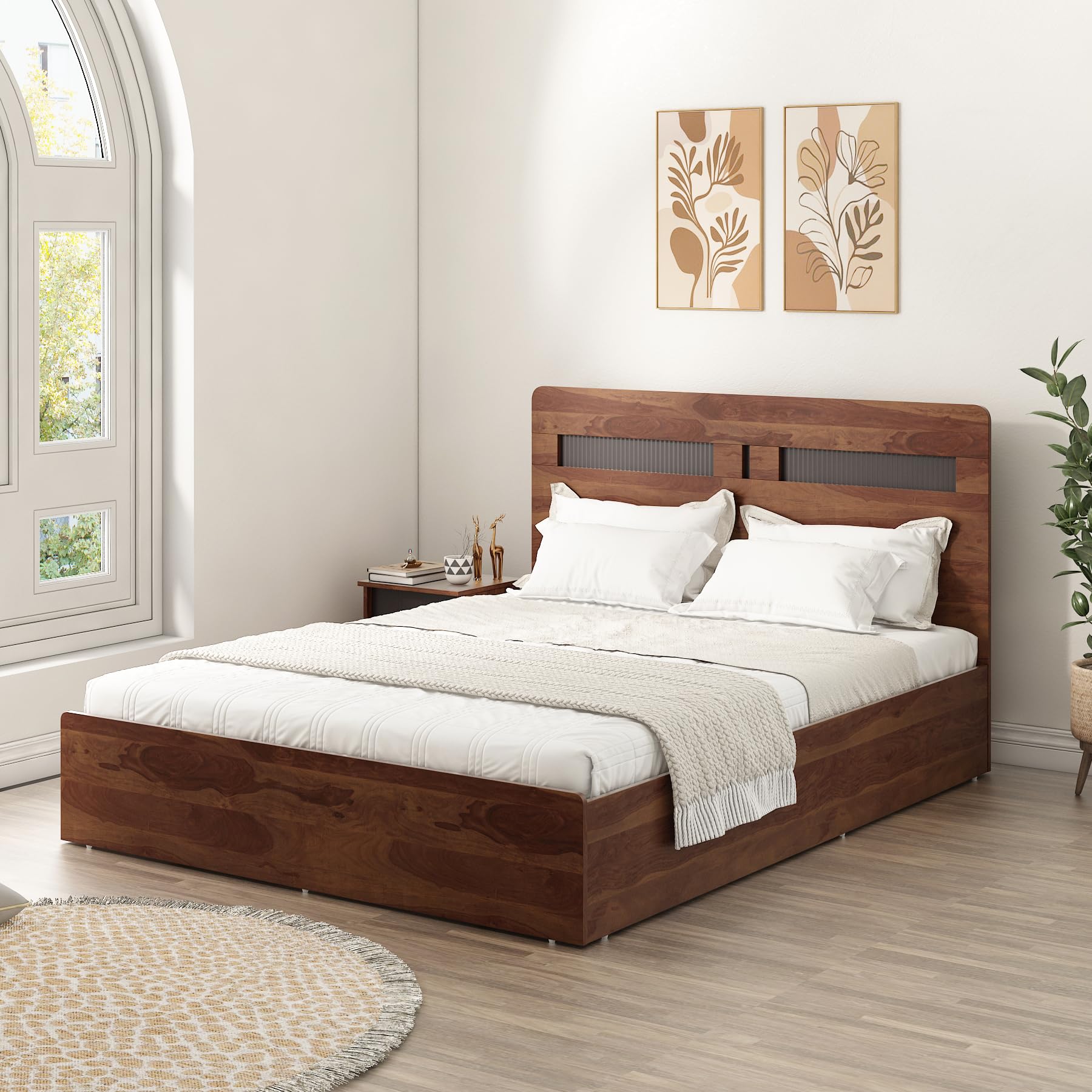 Spacewood Dornik Bed |King Size (78 X 72) Engineered Wood Bed with 3/4th Hydrulic Lifton Storage | 3 Year Warranty | Modern Design |Engineered Wood | Sheesham-picture-30
