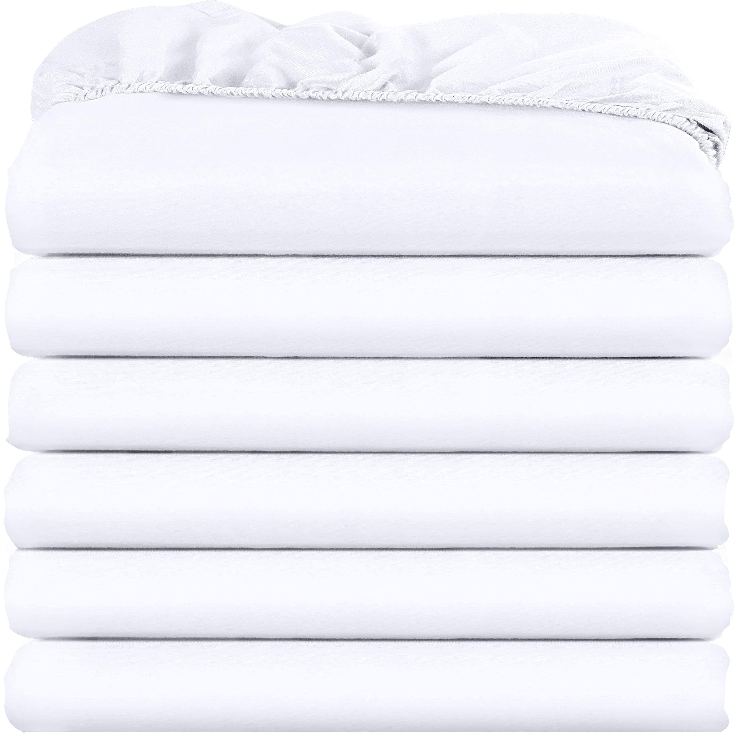Utopia Bedding Queen Fitted Sheets - Bulk Pack of 6 Bottom Sheets - Soft Brushed Microfiber - Deep Pockets - Shrinkage & Fade Resistant - Easy Care (White)