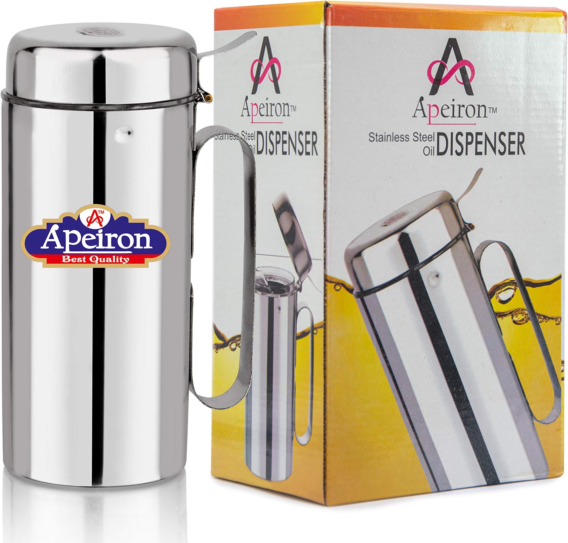 Apeiron Apeirn Stainless Steel | Oil Dispenser | Transparent Nozzle | Cooking Oil Dispenser | Oil Stopper | Oil Pourer | Sliver | (1000ml Pack of 1)