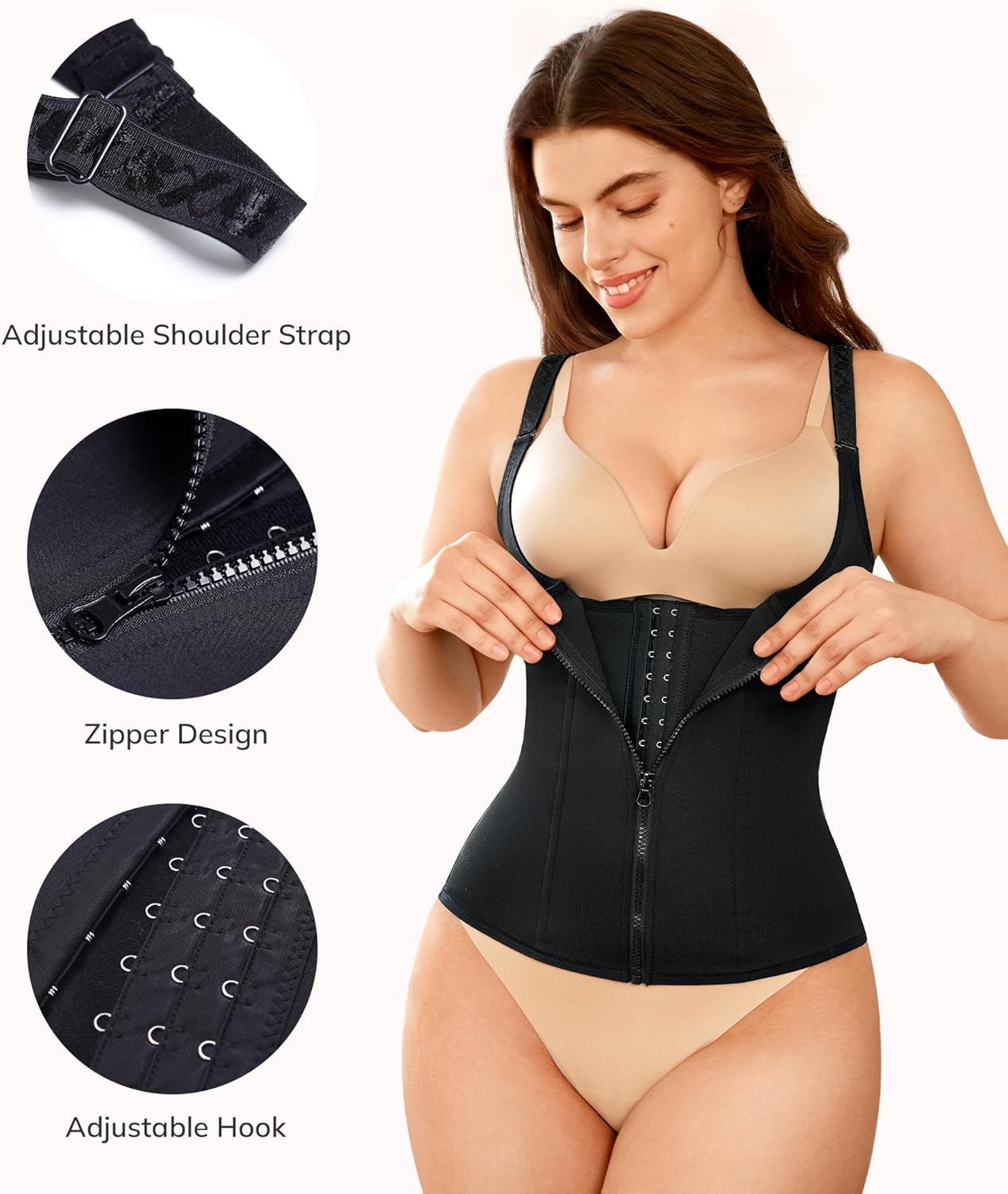 LODAY Waist Trainer Corset for Women Tummy Control Sport Workout Body Shaper Black - Image 3