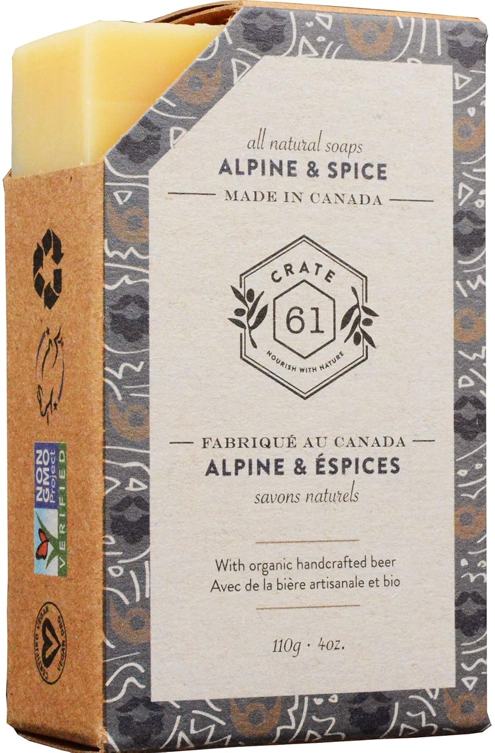 Crate 61 "For Him" Soap 6-Pack Box Set, 100% Vegan Cold Process Bar Soap, scented with premium essential oils and natural flavors, for men and women, face and body, alpine & spice, eucamint, tango mango, oatmeal shea, patchouli lime, activated charcoal : Beauty
