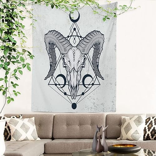 Miniatura 3 de Batmerry Tapiz vintage de baphomet negro con diseño de calavera, animal bohemio, cazador étnico, naturaleza, retro, tribal, arte para colgar en la