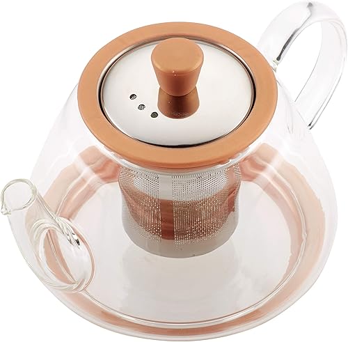 Miniatura 3 de BonJour Tetera de borosilicato de cobre, 1 pieza, vidrio con detalles metálicos