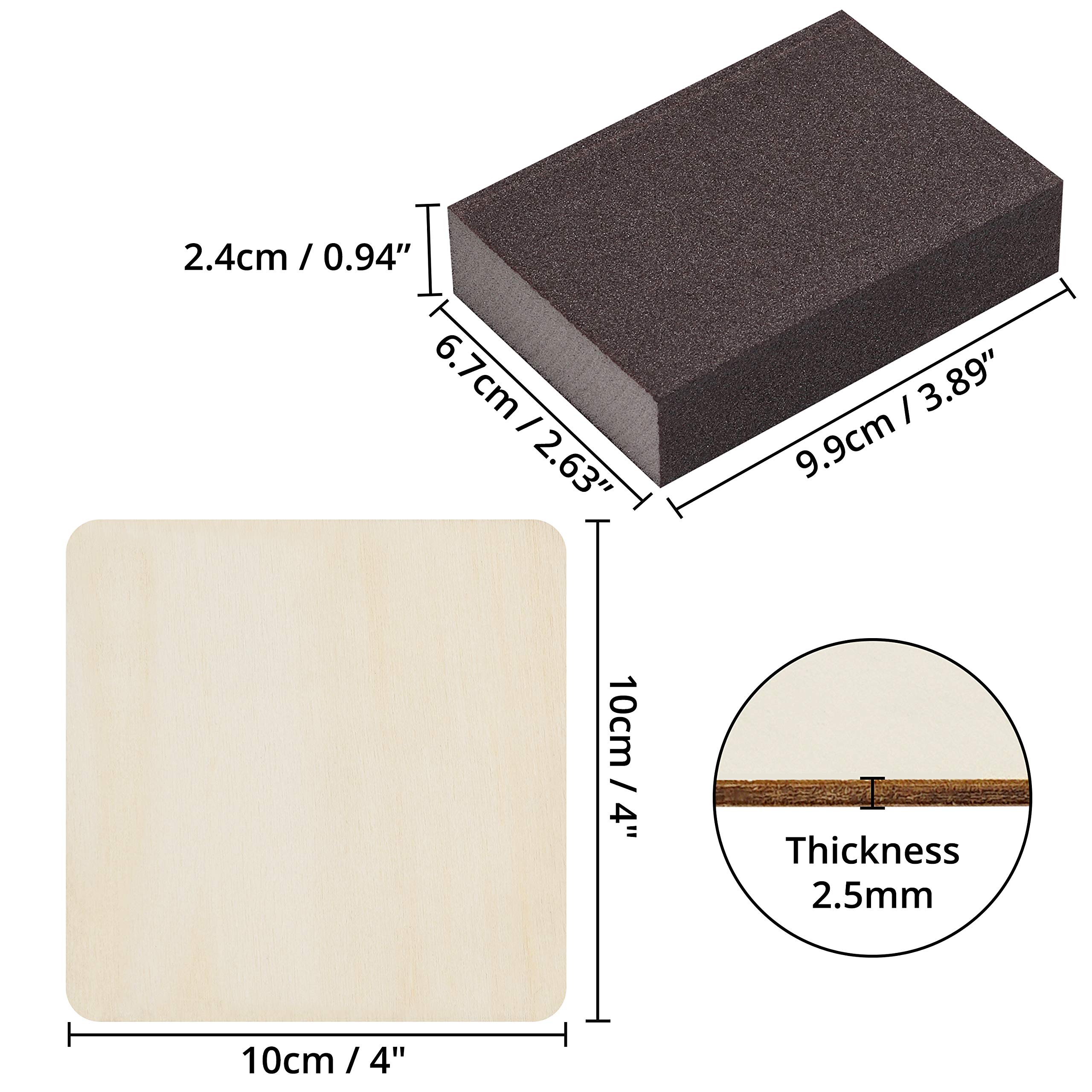 50 Pezzi Quadrati Legno Grezzo 10x10 Cm - Per Sottobicchieri Fai Da Te E Decorazioni - Foto 2