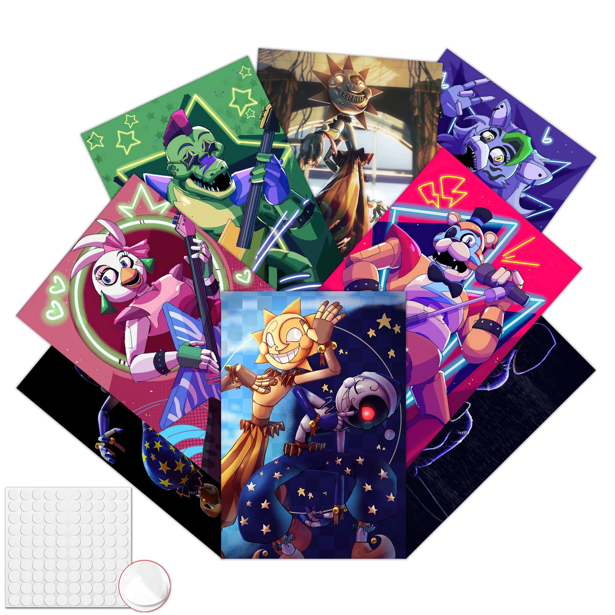 Pounchi Pósteres de juego de terror (paquete de 8 con kit de collage de pared) de 11.2 x 16.5 pulgadas, versión sin marco, póster de impresión HD para decoración de dibujos animados, dormitorio, club