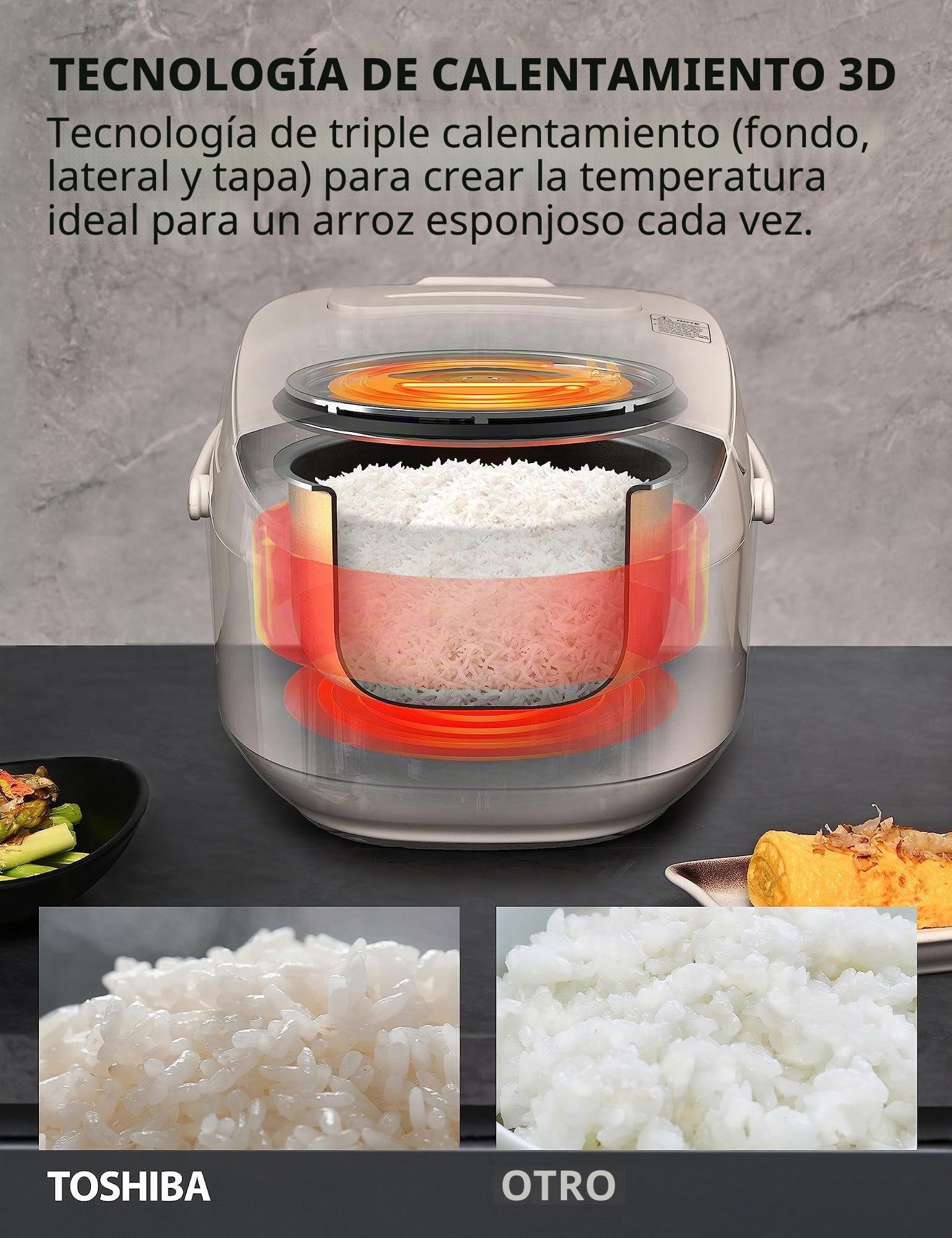 Toshiba Arrocera japonesa de 6 tazas crudas - Arrocera japonesa con tecnología Fuzzy Logic, 7 funciones de cocción, pantalla digital, 2 temporizadores de retardo y mantenimiento automático del calor