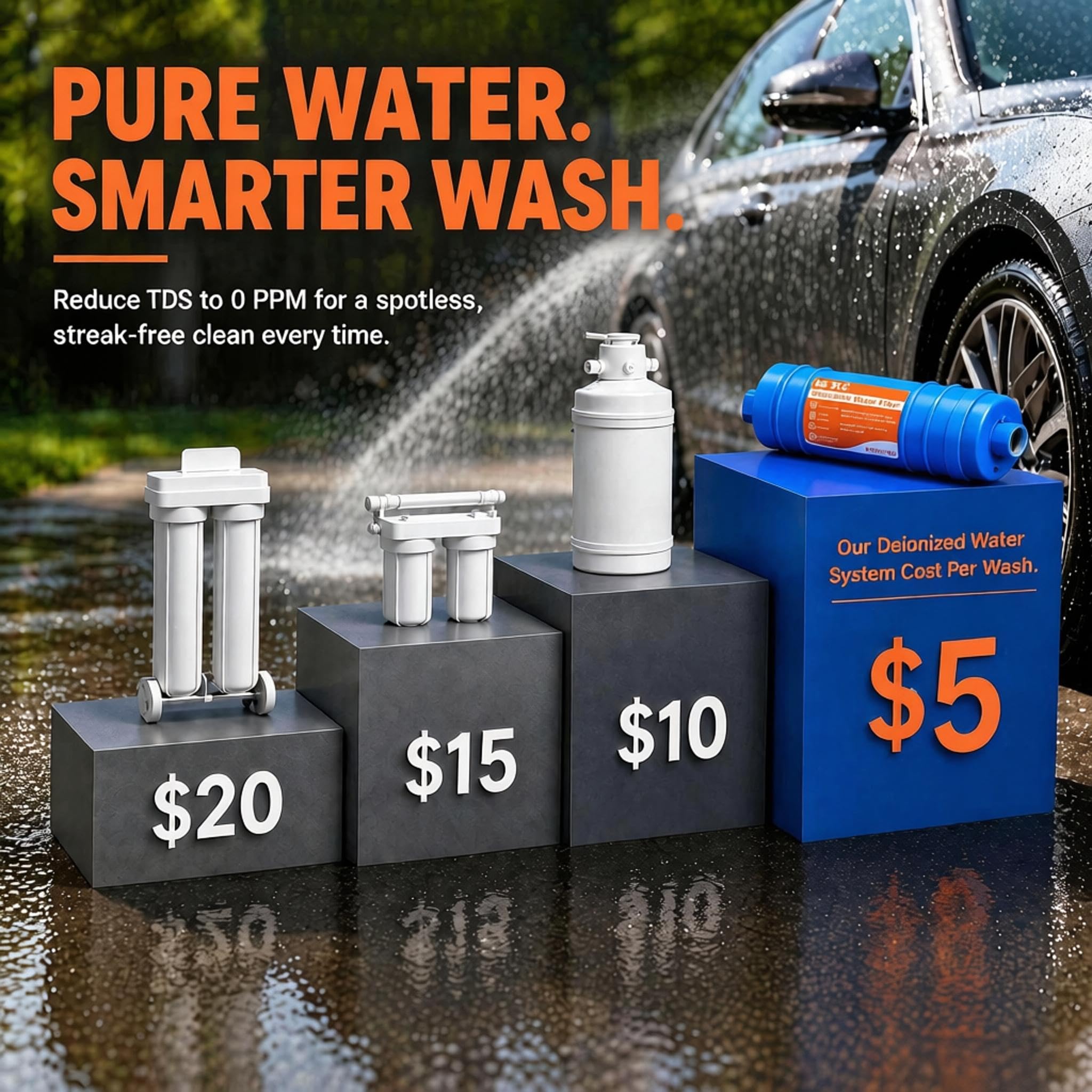 Filtro de agua en línea para lavado de autos sin manchas, Filtro de agua desionizada, Sin manchas, Funciona para todos los vehículos, RV, motocicletas, ventanas, barcos, aviones y más