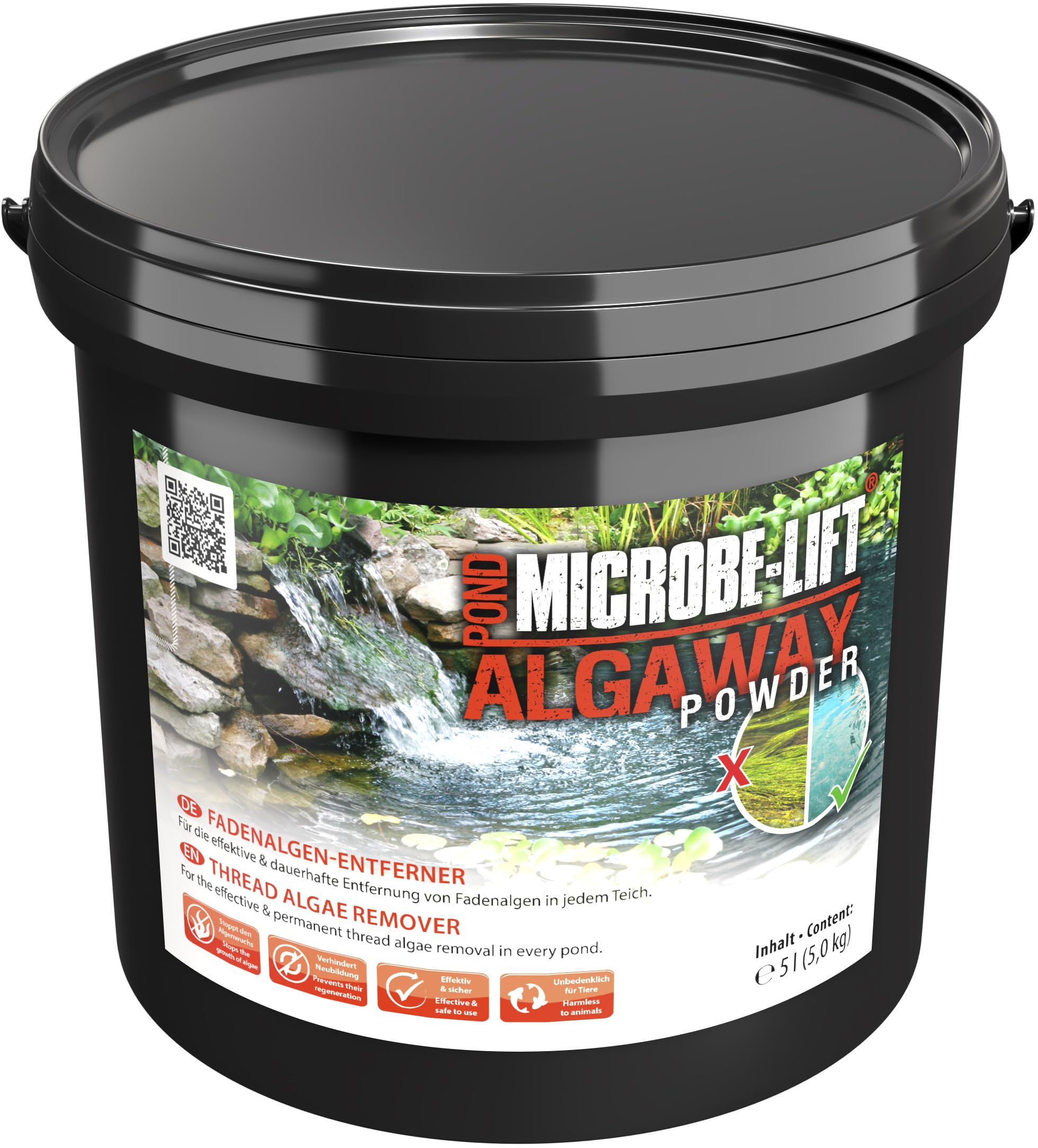 Thread Algae Remover for Ponds, ARKA AlgAway Powder 5000g, eco-friendly algae control for garden ponds, prevents regrowth