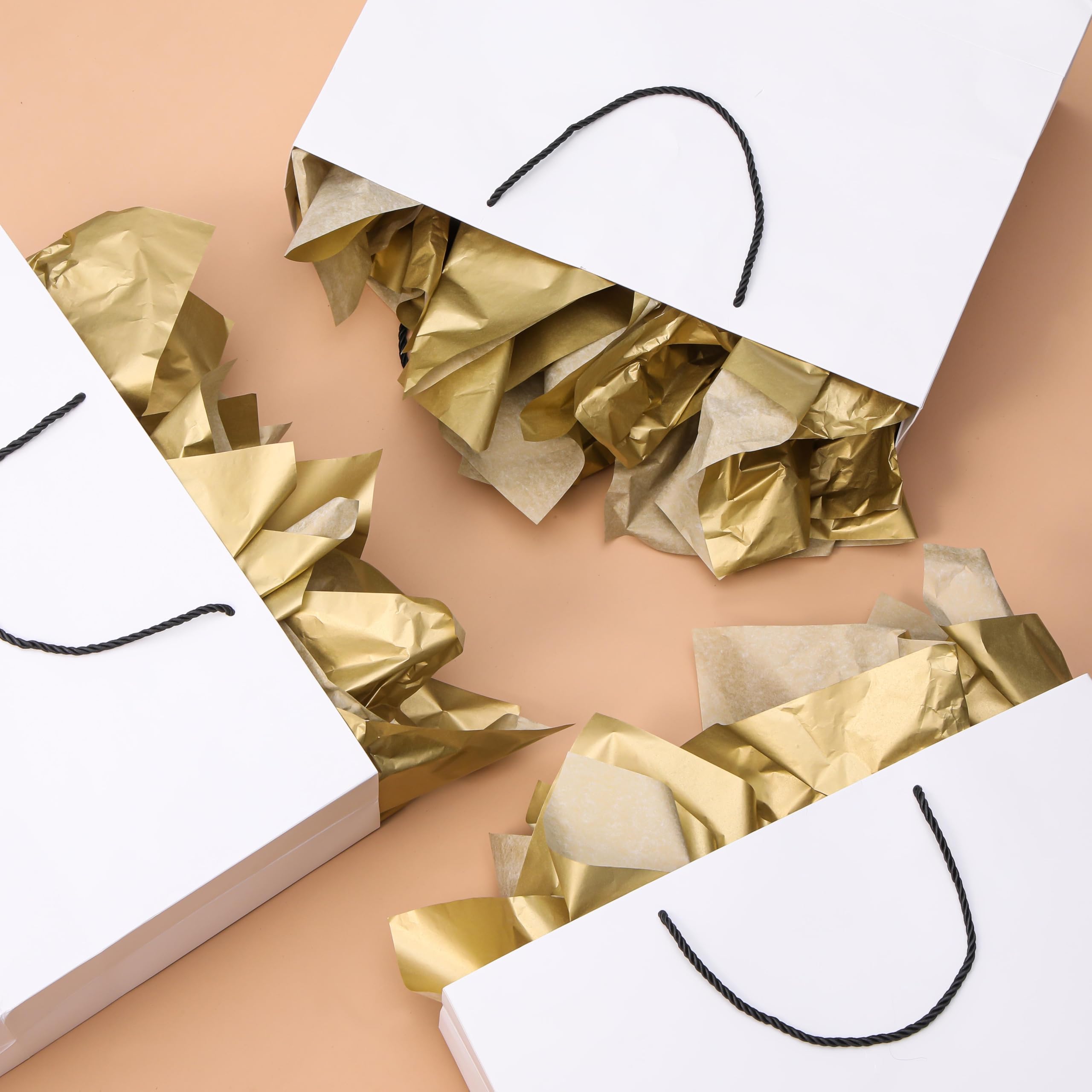 SUNCOLOR 36 Sheets Gold Tissue Paper for Gift Bags, 20 x 20 Inch Shiny Metallic Wrapping Paper for Christmas Weddings Birthdays and Crafts