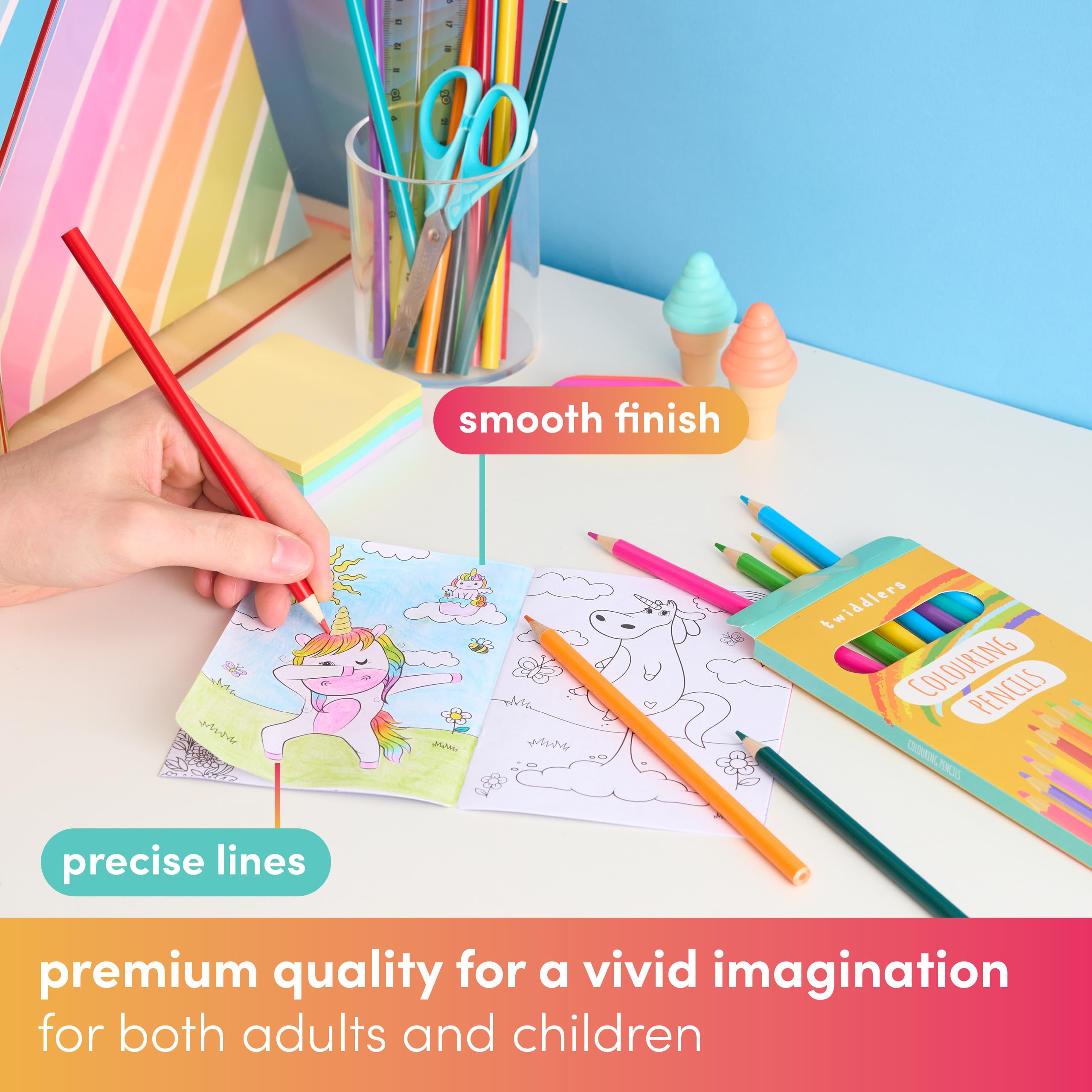THE TWIDDLERS Set 288 Matite Colorate, 24 Scatole da 12, 18 cm | Regalini fine festa, gadget compleanno bambini e bambina, pastelli per scuola, premietti, pensierini, temperate