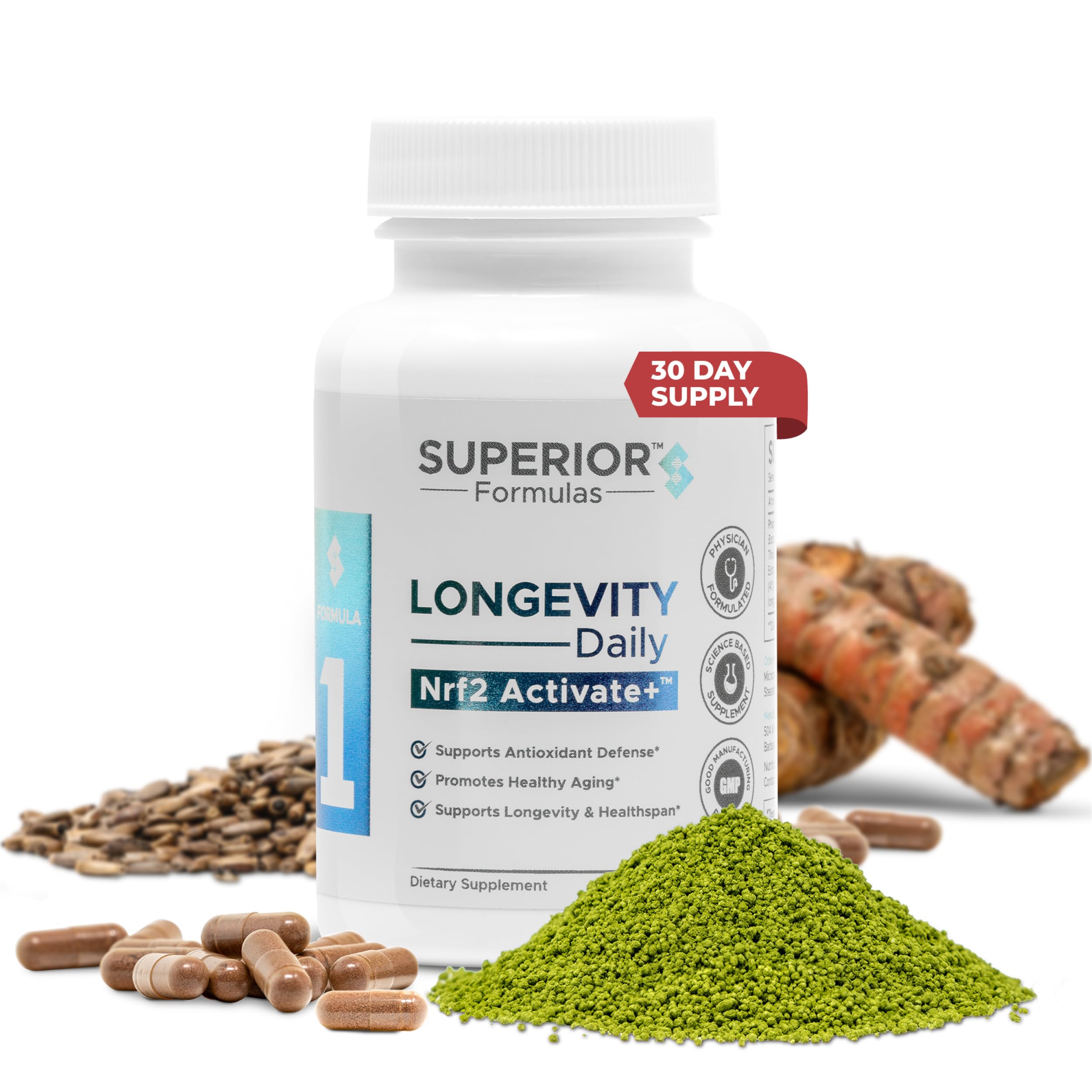 Superior Formulas Nrf2 Activator by Dr. Geiler MD | Ashwagandha, Turmeric, Green Tea, Milk Thistle, Bacopa, Astaxanthin | Antioxidant & Cellular Defense Support | Made in USA, Non-GMO | 60 Capsules