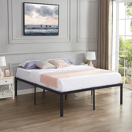 Miniatura 13 de Base de cama Vecelo, de 14 pulgadas, listones de acero resistente Plataforma metálica B,Plataforma plegable,Negro Metálico