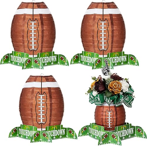 Miniatura 1 de Juego de faroles de papel de fútbol americano para decoración de mesa, faroles de juego de fútbol con piezas de soporte para juegos deportivos,