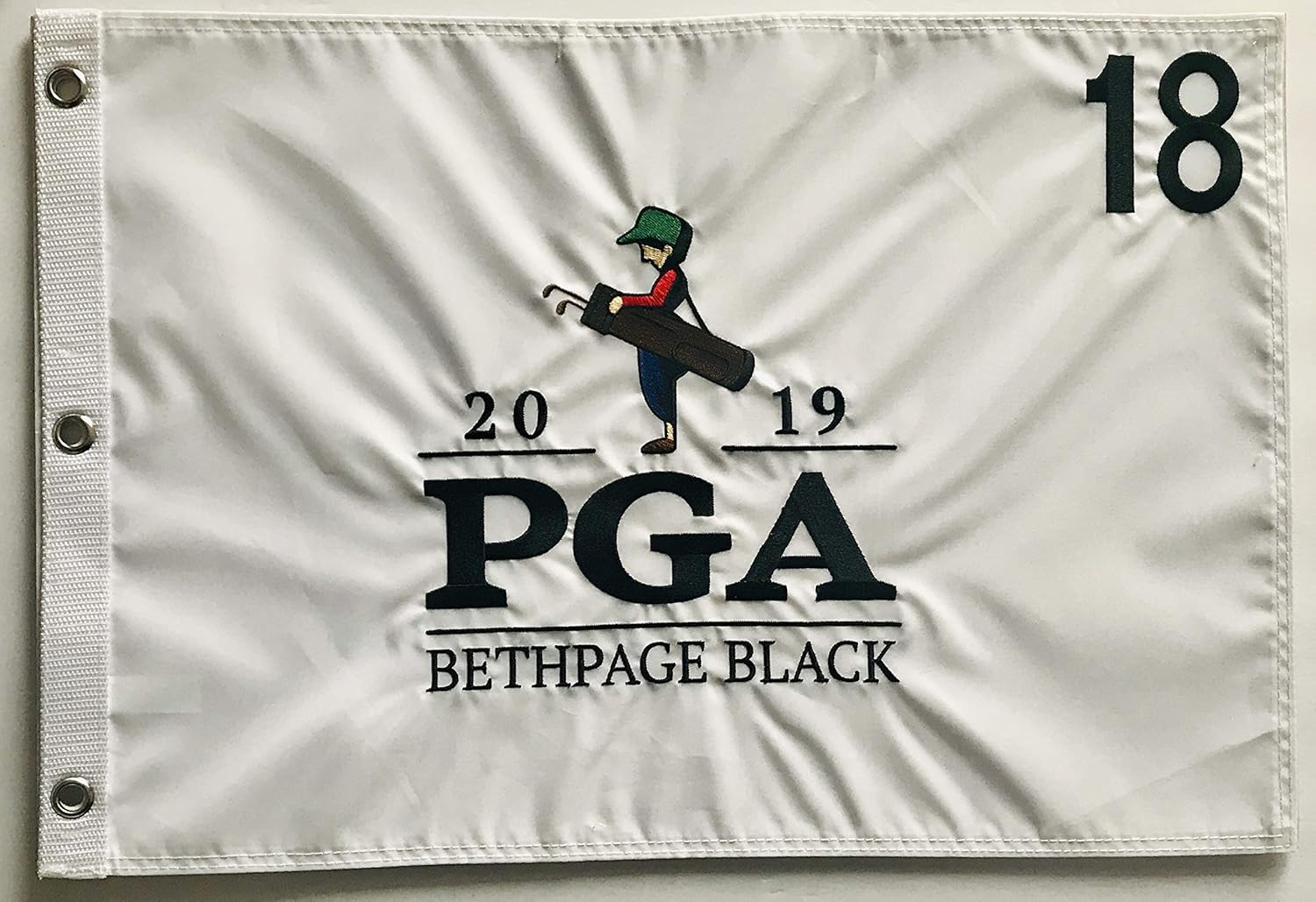 2019 Pga Championship flag bethpage black golf embroidered white pin flag : Sports & Outdoors