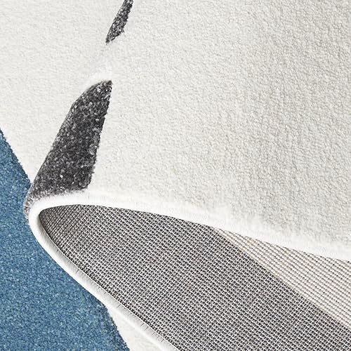 Vista 68 de SAFAVIEH Alfombra de área de 8 x 10 pies – Colección Hollywood – Grande – Marfil y azul pavo real, diseño moderno de mediados de siglo, no desprende