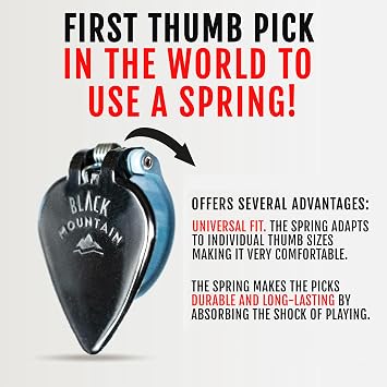 Black Mountain Thumb Picks, Spring Loaded for a Perfect Fit - Heavy Gauge