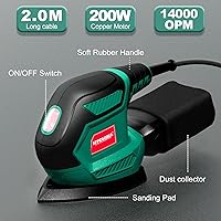 Vista 8 de HYCHIKA - Lijadora de detalles, 14,000 OPM, herramienta eléctrica compacta con 12 papeles de lija, sistema de recolección de polvo eficiente