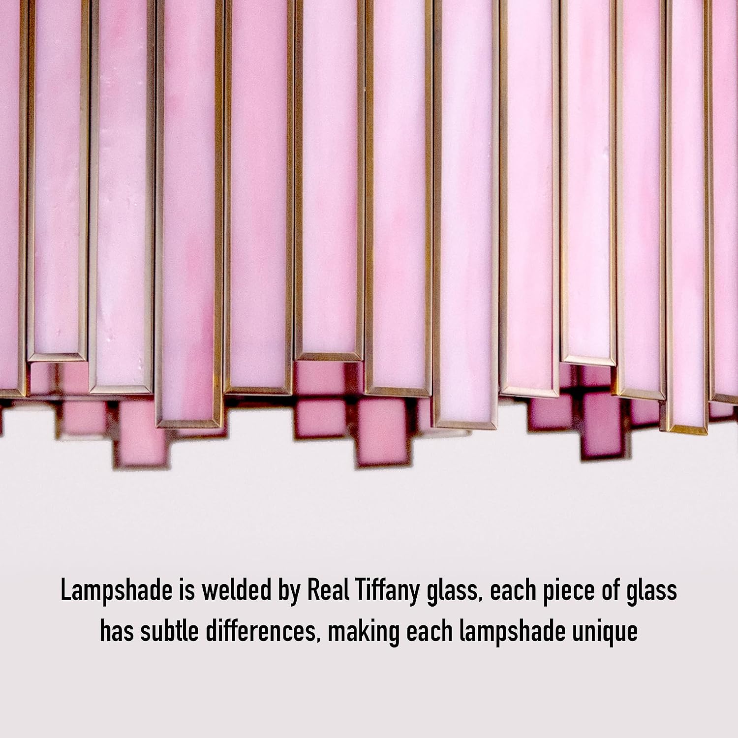 Pink Tiffany Ceiling Light Fixture in Drum Shape, 12.5” 3-Light Stained Glass Vintage Semi Flush Ceiling Mount for Foyer Hallway Bedroom Kitchen Closet