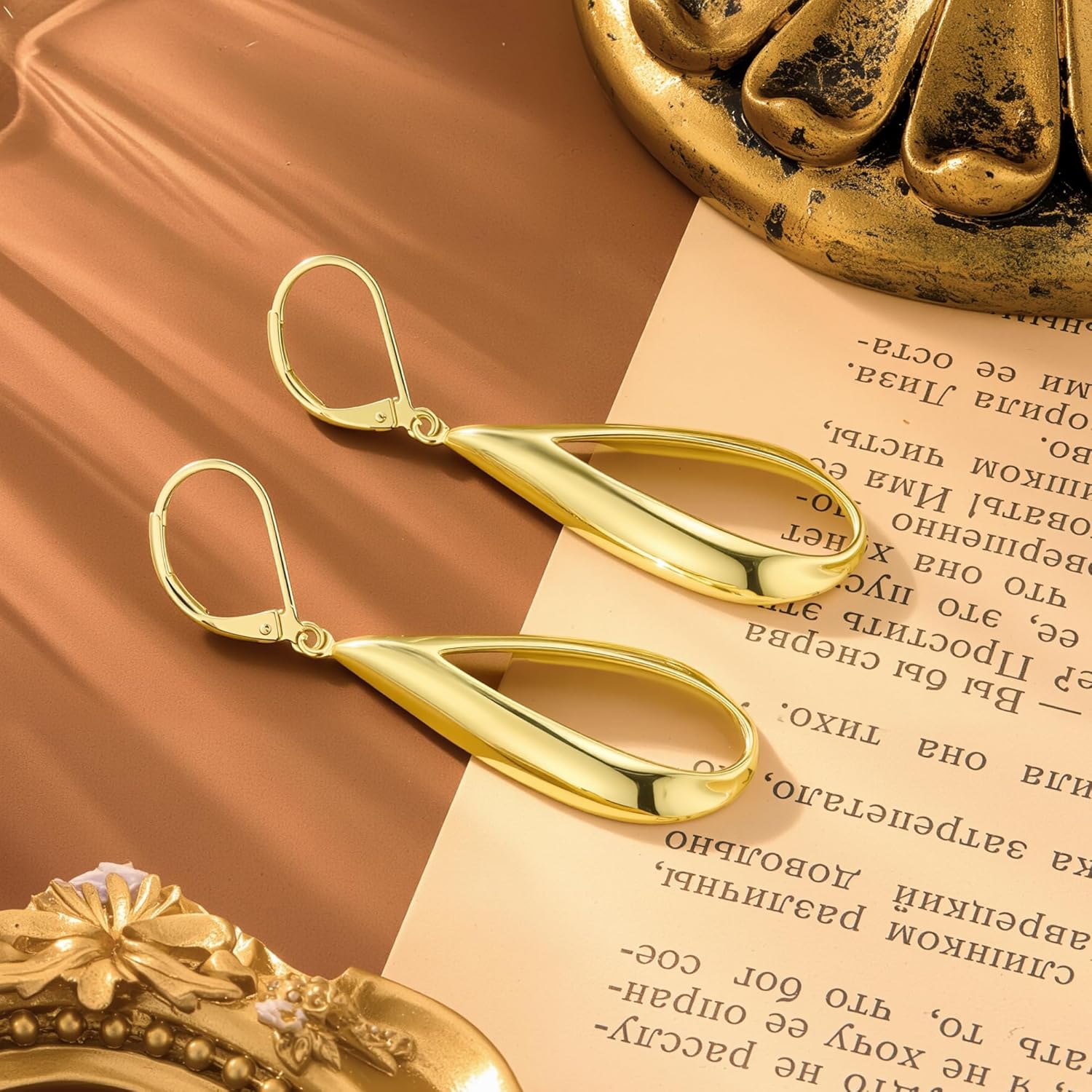 925 Sterling Silver Dangle Earrings Hypoallergenic Leverback 14K Gold Plated Dangle Teardrop Earrings for Women, ALEXCRAFT Silver Teardrop Earring Drop Dangling Dangly Earings - Image 6