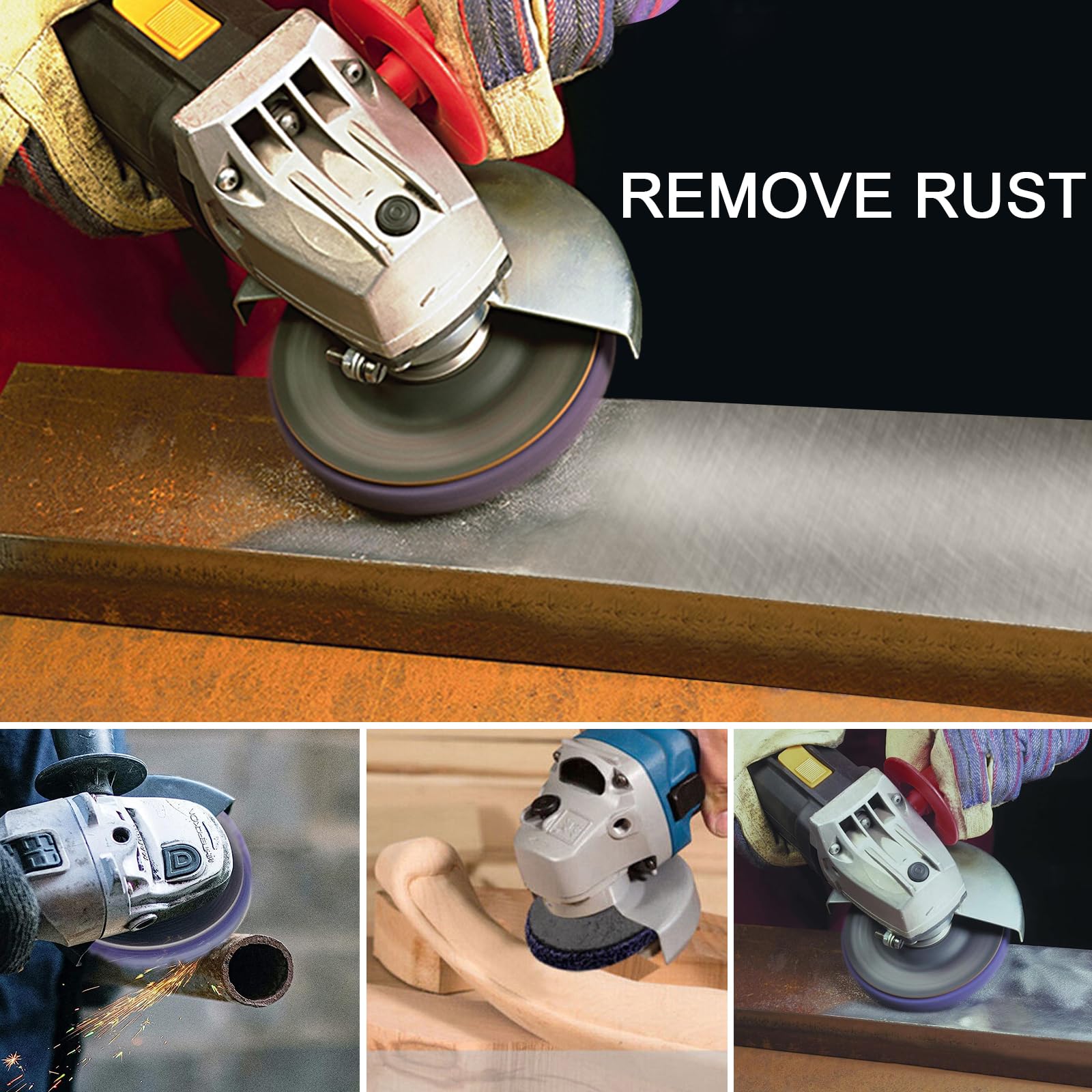 Disco abrasivo CSD da 115 mm, 5 dischi per la pulizia grossolana, disco per la pulizia grossolana, disco in tessuto di nylon, rimozione della vernice, ruggine per smerigliatrice angolare (viola)