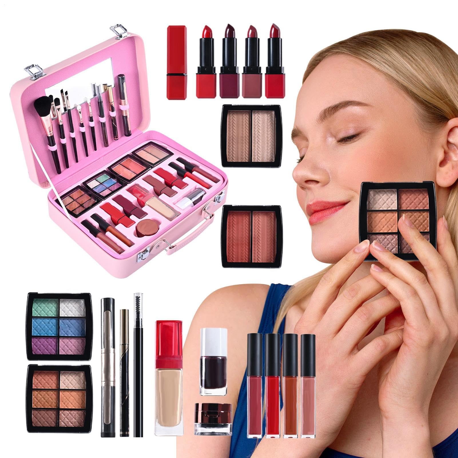 Kit De Maquillaje Para Adolescentes Lápiz Labial Impermeable | Set De Maquillaje Portátil Para Principiantes para Damas Madres Abuelas Novias Cumpleaños y Citas