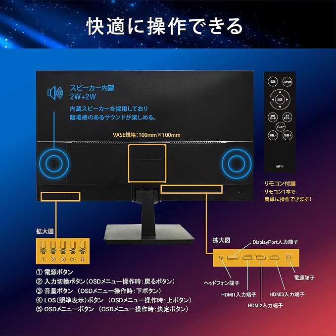 正規激安 Ipsパネル搭載 リモコン付き ゲーミングモニター 27インチ 4kモニター Aston Hdr対応 保証3年 27v型 Freesync Hdmi Displayport 非光沢 安心のメーカー Ips 60hz Amd パソコン周辺機器