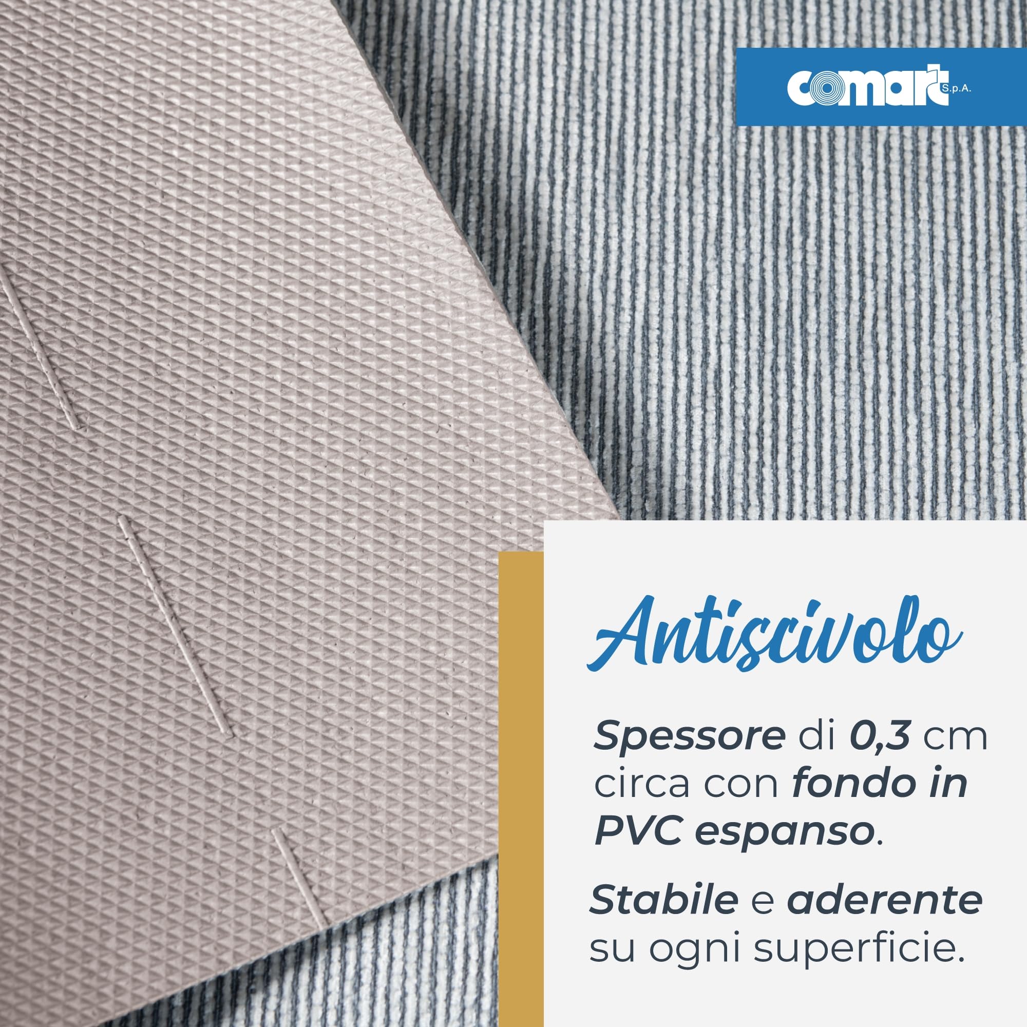 Comart - Tappeto Cucina Nancy - Antiscivolo - Lavabile in Lavatrice - Moderna Passatoia in Ciniglia - Runner per Corridoio e Cucina - Morbido e Resistente - Made in Italy - Perla - 50x230 cm