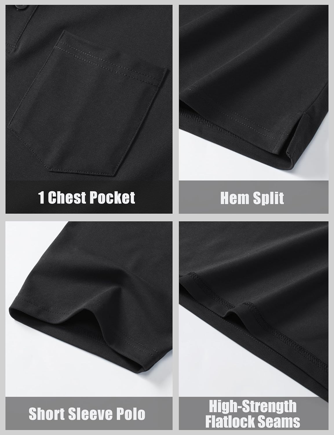 MAGCOMSEN Mens Polo Shirts with Pocket Cotton Pique Short Sleeve Collared Shirt Moisture Wicking Golf Shirts 3-Button Shirts - Image 7