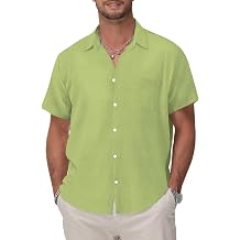 KYKU Cotton Shirt for Men Casual Beach Summer Button Down Short Sleeve Clothes