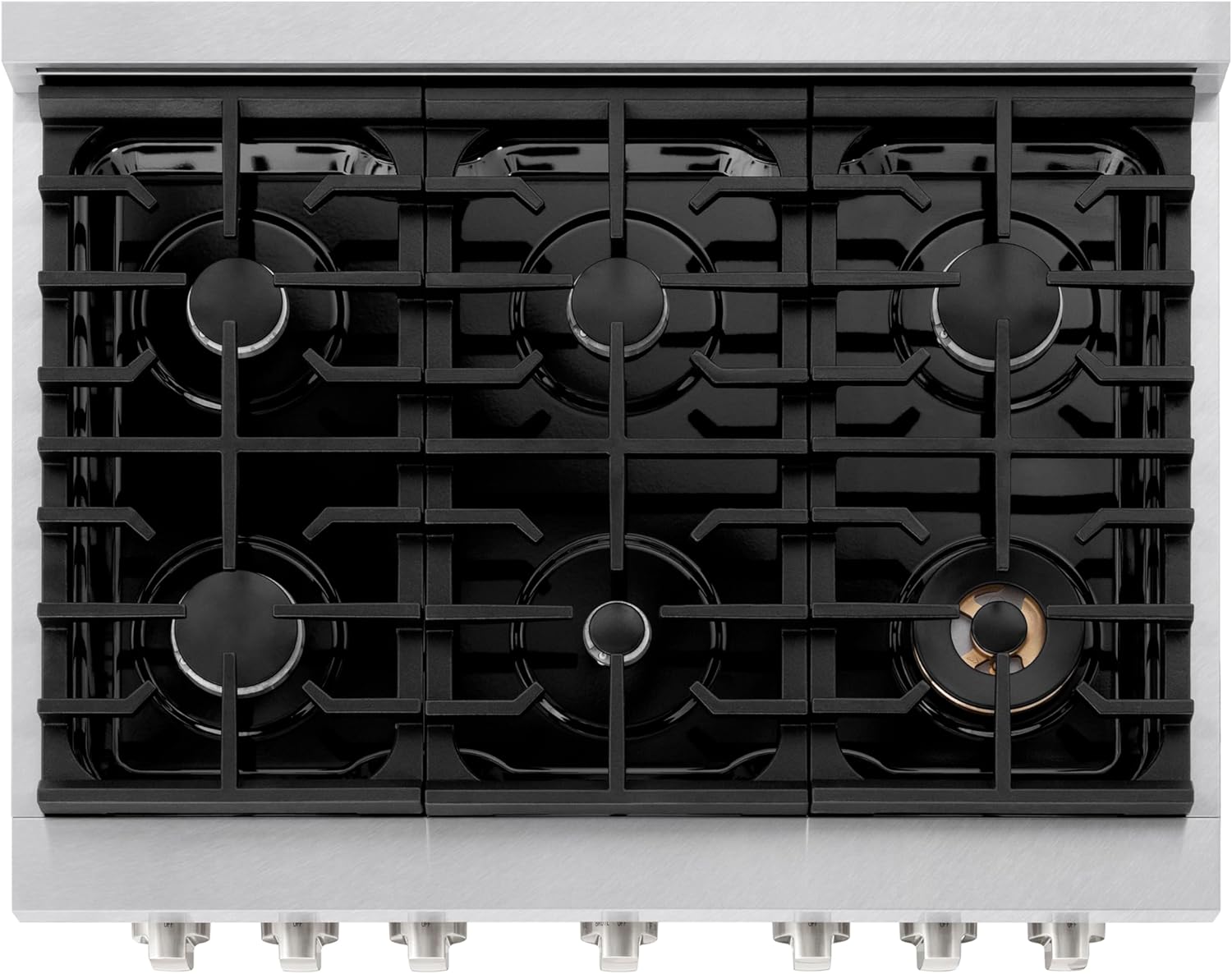 ZLINE 36 in. 5.2 cu. ft. Paramount Dual Fuel Range with 6 Burner Gas Cooktop and Electric Convection Oven in Satin Stainless Steel (SDRS-36)